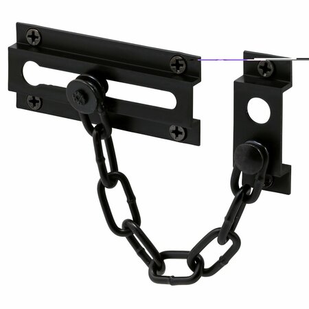 PRIME-LINE Door Lock with Extruded Chain, Matte Black Finish U 11444